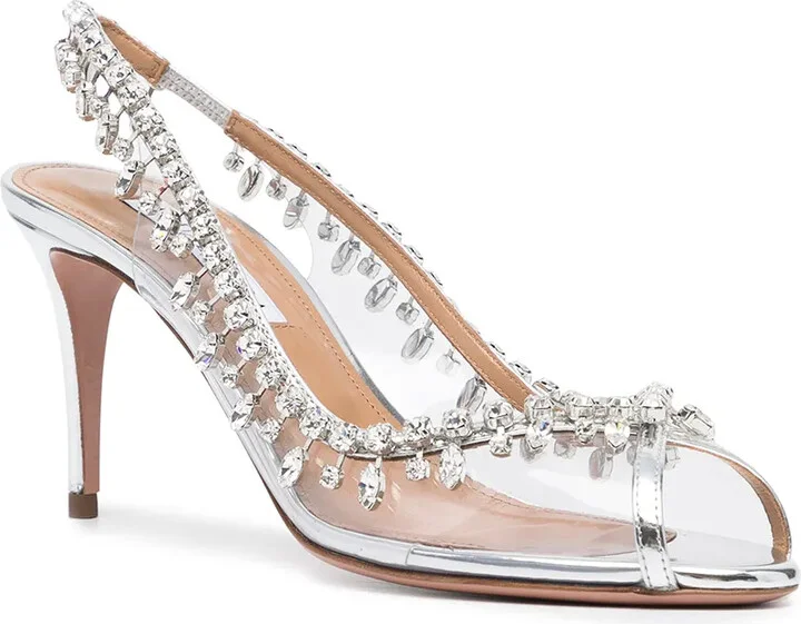 Embellished-Trim Open-Toe Pumps - Image 2