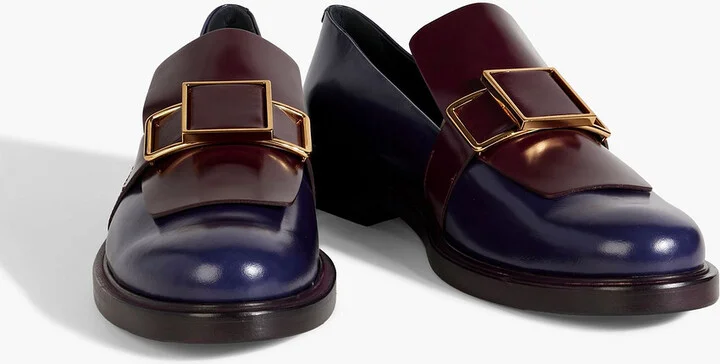 Embellished two-tone glossed-leather loafers - Image 2