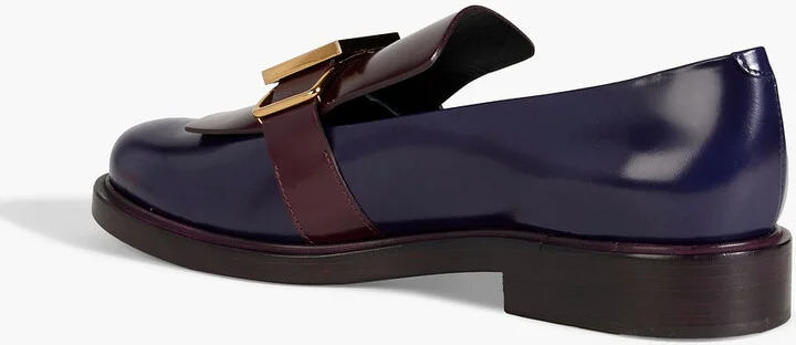 Embellished two-tone glossed-leather loafers - Image 3