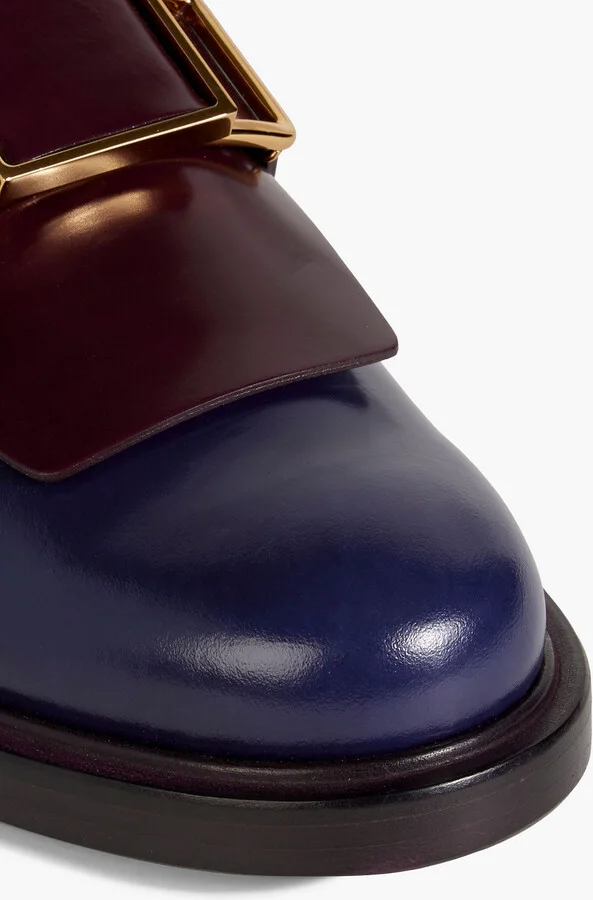 Embellished two-tone glossed-leather loafers - Image 4