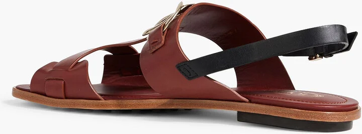 Embellished two-tone leather slingback sandals - Image 3