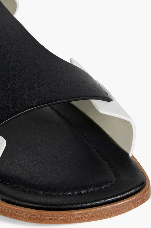 Embellished two-tone leather slingback sandals - Image 4