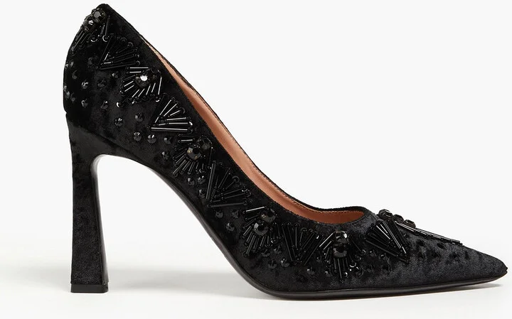 Embellished velvet pumps