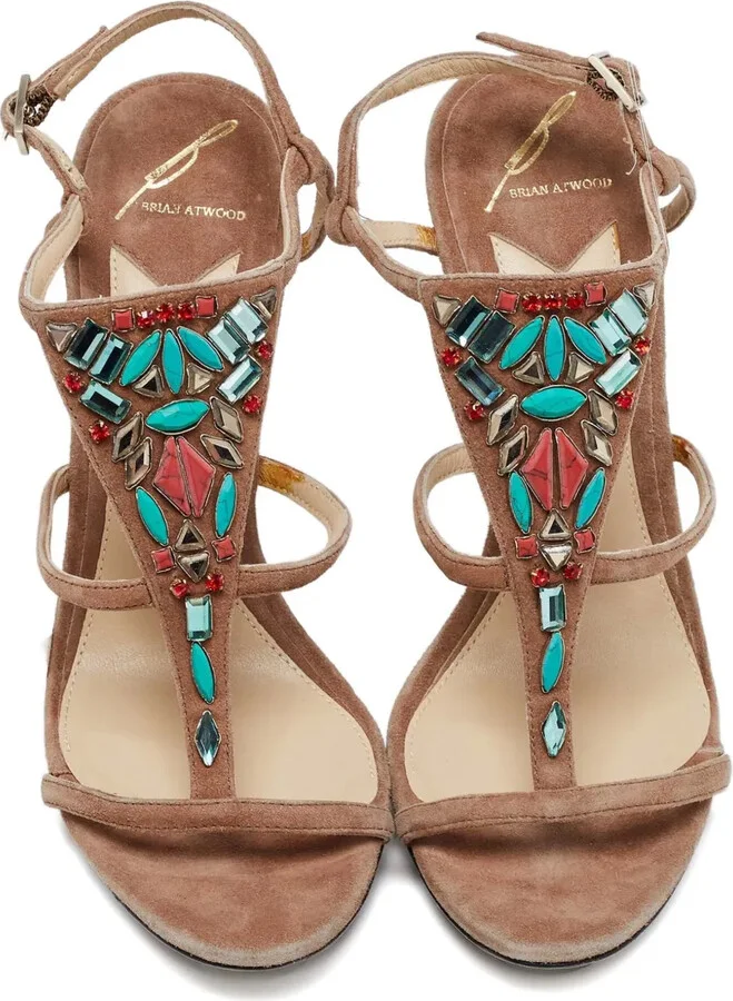 Embellishment Suede Sandals - Image 4