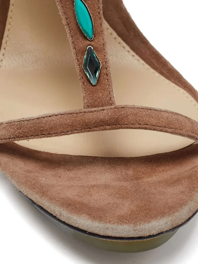 Embellishment Suede Sandals - Image 5