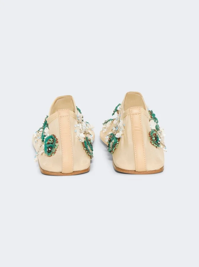 Embla Beaded Mesh Flat Ecru