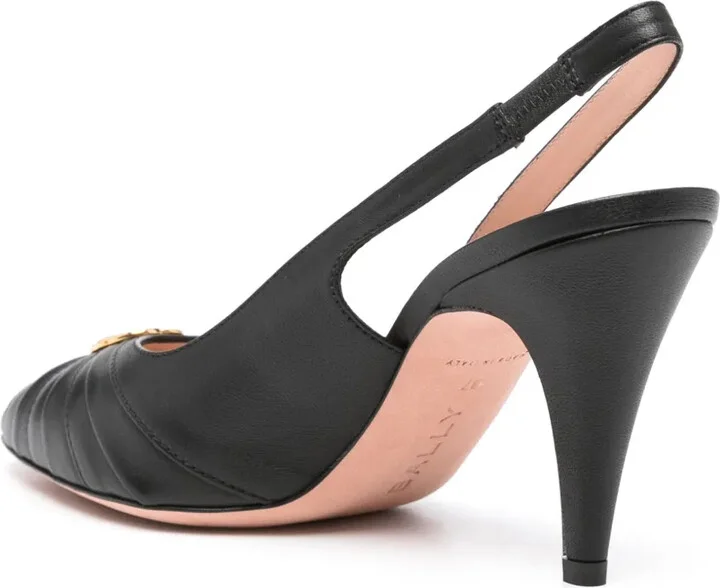 Emblem 80mm leather pumps - Image 3