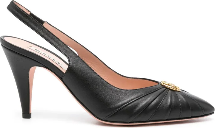 Emblem 80mm leather pumps