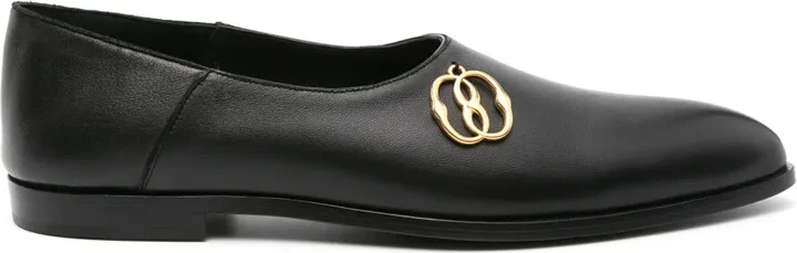Emblem leather balllerina shoes