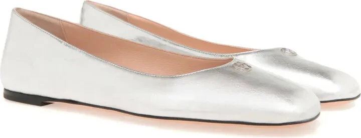 Emblem logo-plaque leather ballerina flats - Image 2