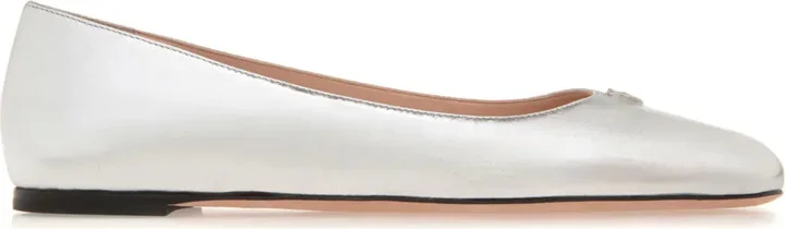 Emblem logo-plaque leather ballerina flats