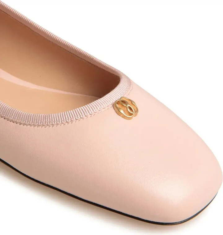 Emblem-plaque leather ballerina shoes - Image 4
