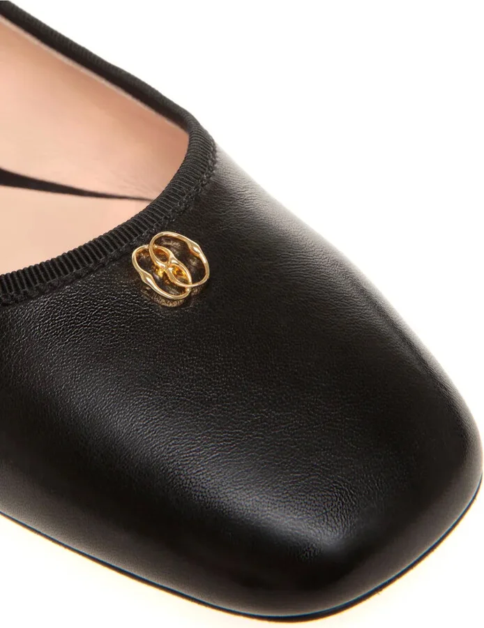 Emblem-plaque leather ballerina shoes - Image 4