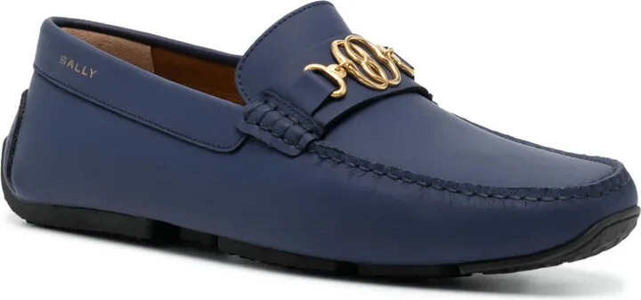 Emblem-plaque leather driving shoes - Image 2