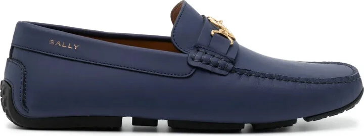 Emblem-plaque leather driving shoes