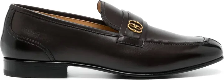 Emblem-plaque leather loafers