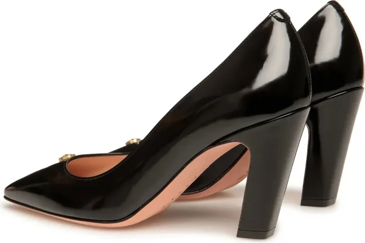 Emblem-plaque leather pumps - Image 3