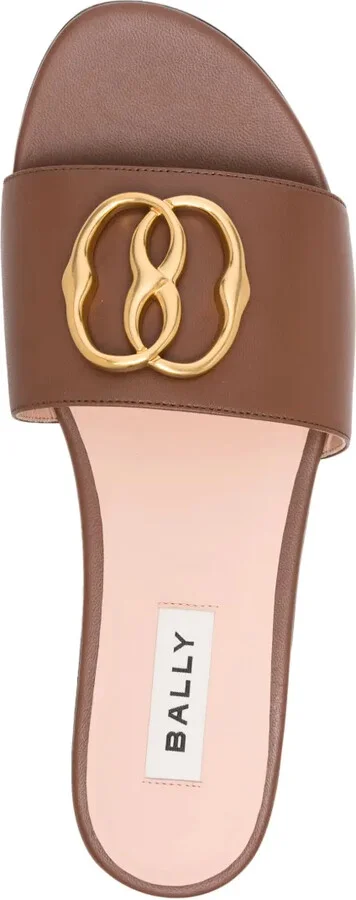 Emblem-plaque leather slides - Image 4