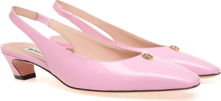 Emblem-plaque slingback leather pumps - Image 2