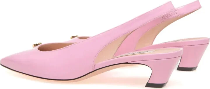 Emblem-plaque slingback leather pumps - Image 3