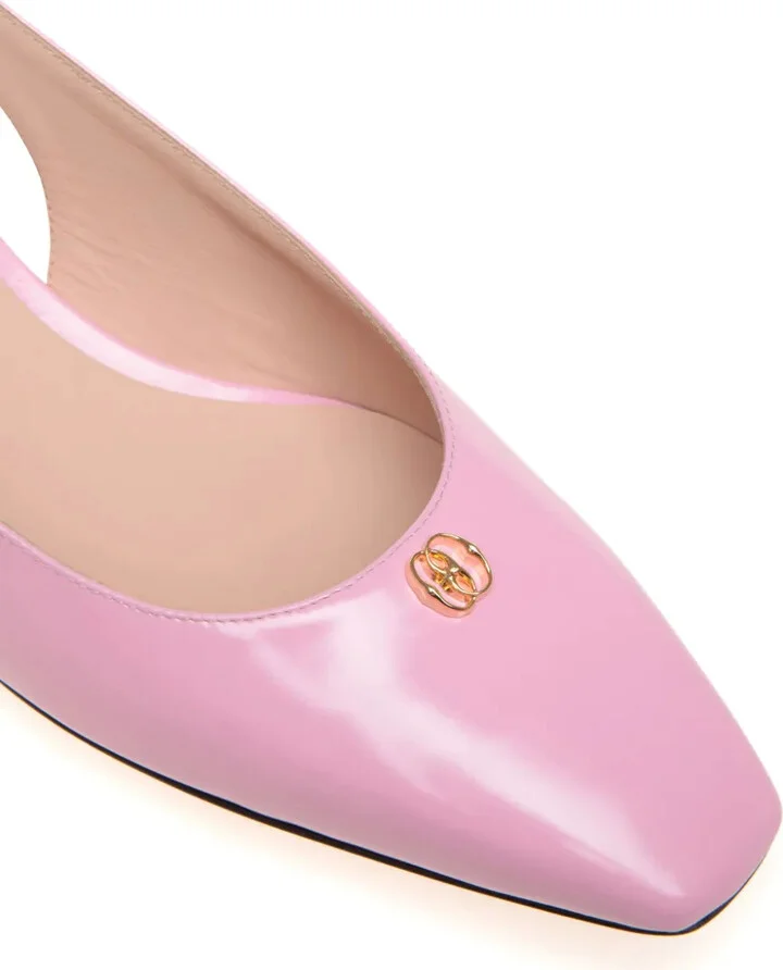 Emblem-plaque slingback leather pumps - Image 4