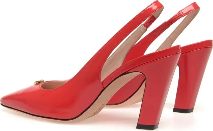 Emblem-plaque slingback leather pumps - Image 3