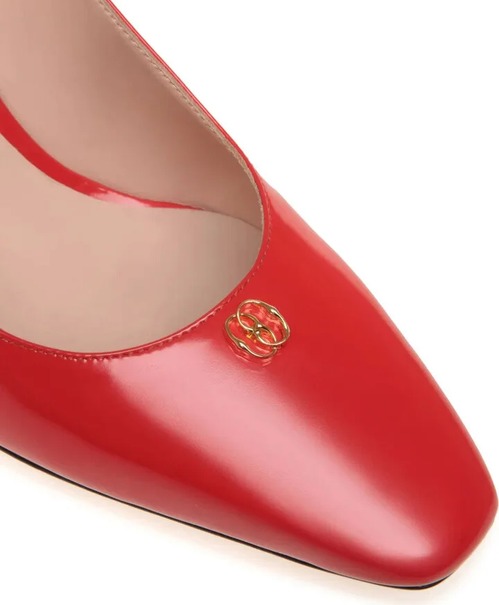 Emblem-plaque slingback leather pumps - Image 4