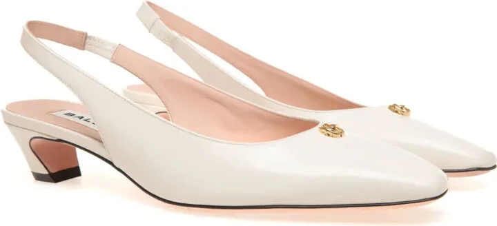Emblem-plaque slingback leather pumps - Image 2