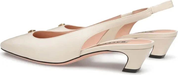Emblem-plaque slingback leather pumps - Image 3