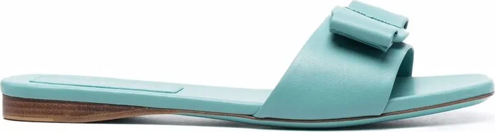 Embossed Bow-Detail Sandals