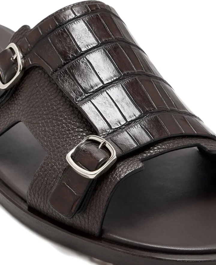 Embossed Buckle Sandals - Image 4