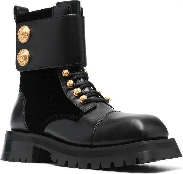 Embossed-Button Detail Ankle Boots - Image 2