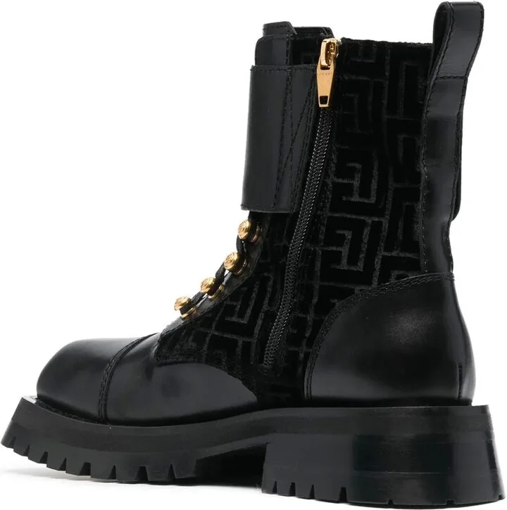 Embossed-Button Detail Ankle Boots - Image 3