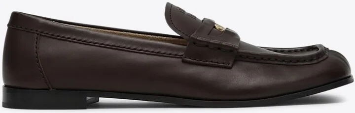 Embossed-Coin Leather Loafers