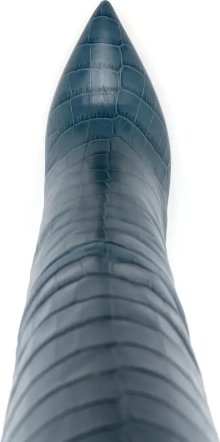 Embossed-Crocodile 95mm Leather Knee-High Boots - Image 4