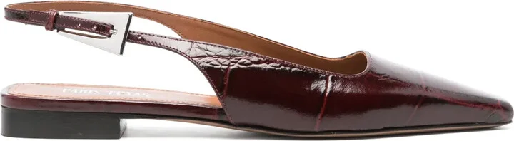 Embossed-Crocodile Ballet Flats