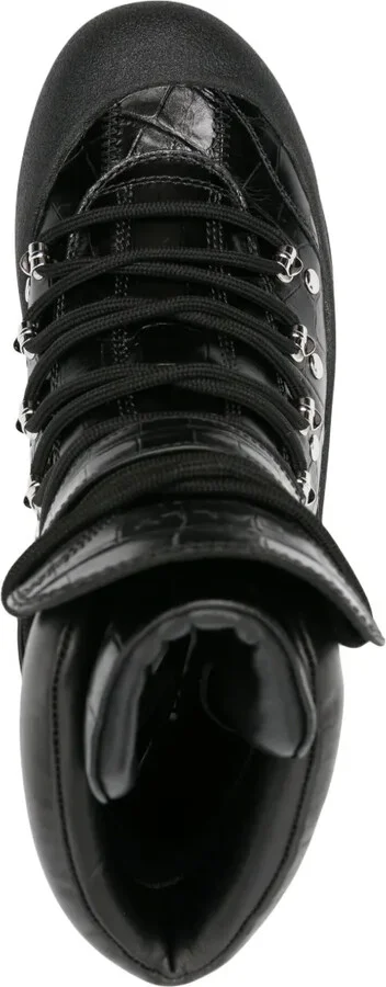 Embossed-Crocodile Lace-Up Boots - Image 4