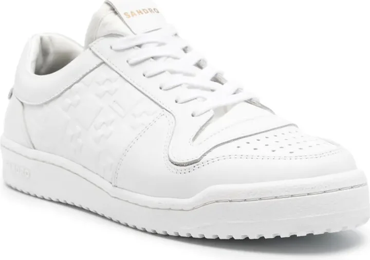 Embossed Cross Leather Sneakers - Image 2