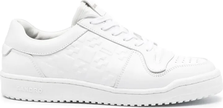 Embossed Cross Leather Sneakers