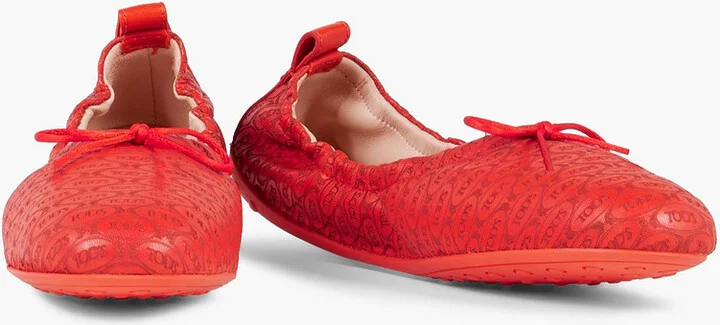 Embossed leather ballet flats - Image 2