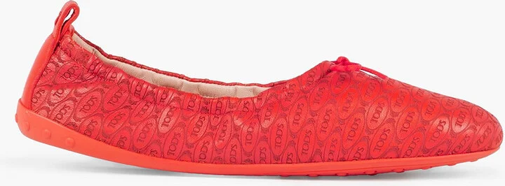 Embossed leather ballet flats