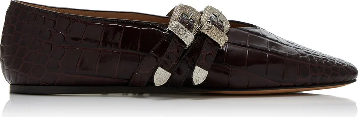 Embossed Leather Ballet FlatsMonde Beryl