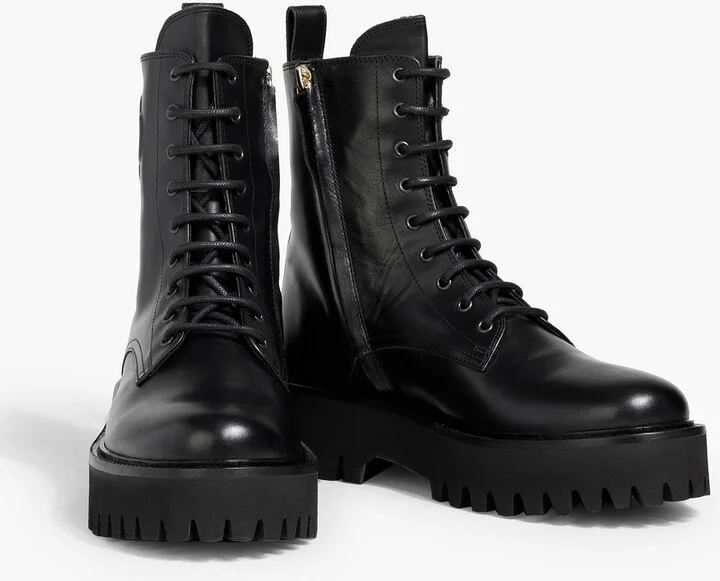 Embossed leather combat boots - Image 2