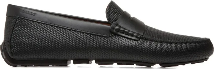 Embossed Leather Penny Loafers