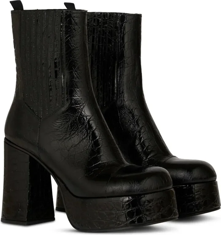 Embossed-Leather Platform Ankle Boots - Image 2