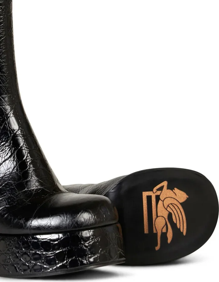 Embossed-Leather Platform Ankle Boots - Image 3