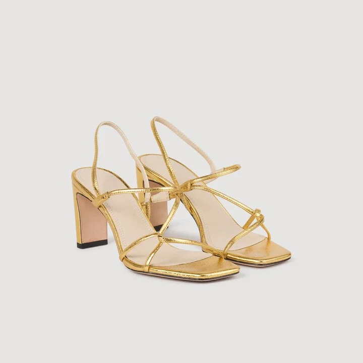 Embossed leather sandals - Image 2