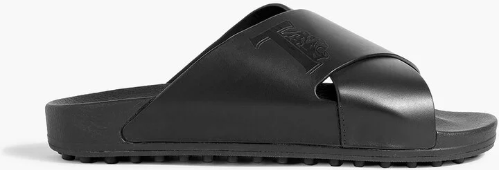 Embossed leather sandals