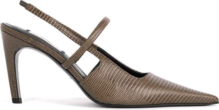 Embossed Leather Slingback Pumps