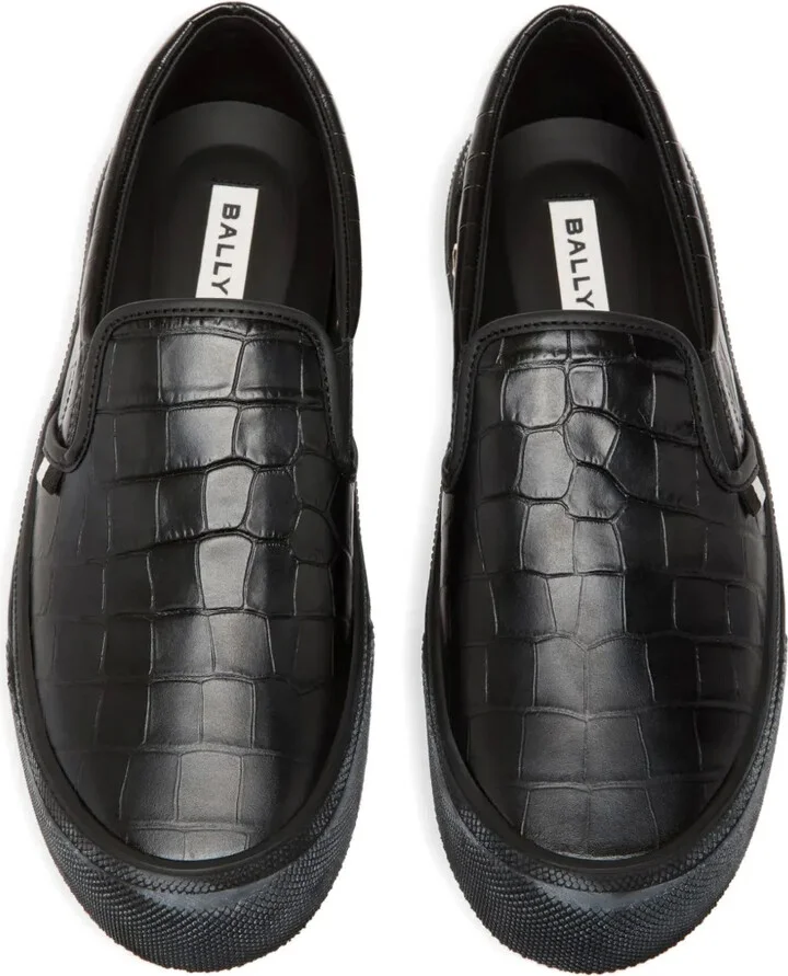 Embossed Leather Slip-On Loafers - Image 3